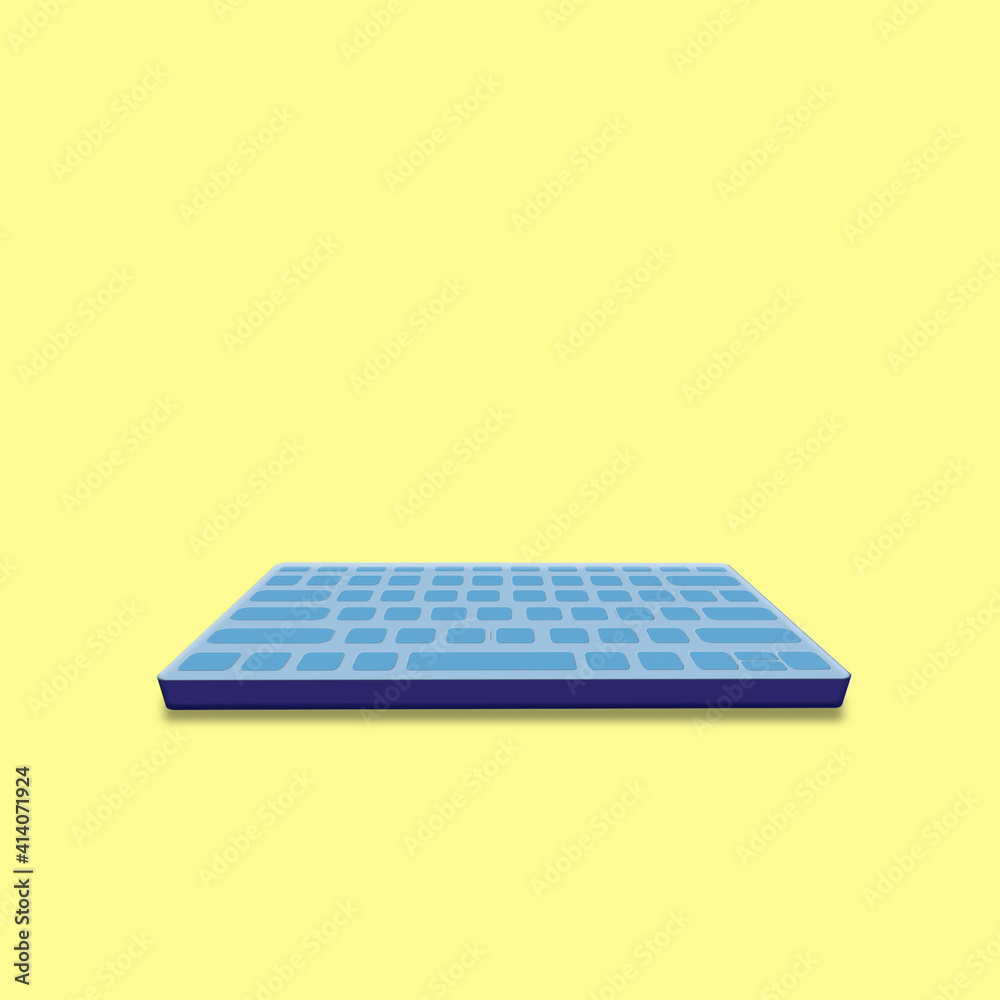 Aufkleber 3d style keyboard design isolated on pastel yellow background. 3d rendering