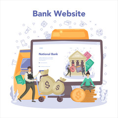 Banker or banking online service or platform. Idea of finance income