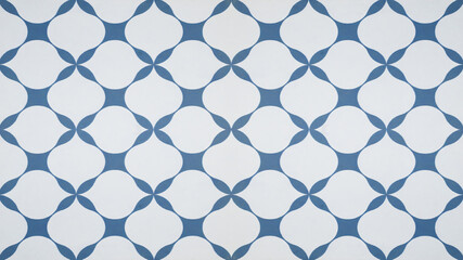 Blue white traditional motif tiles wallpaper texture background  - Vintage retro concrete stone...