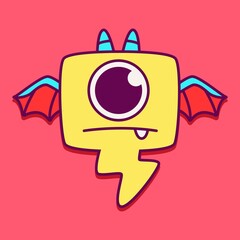 cute monster cartoon doodle design for coloring, backgrounds, stickers, logos, symbol, icons and more