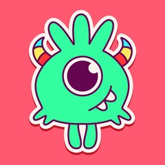 Obraz premium cute monster cartoon doodle design for coloring, backgrounds, stickers, logos, symbol, icons and more