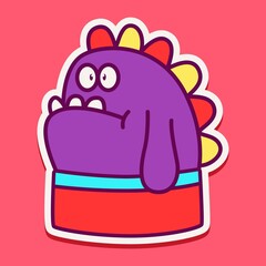 cute monster cartoon doodle design for coloring, backgrounds, stickers, logos, symbol, icons and more