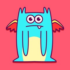 cute monster cartoon doodle design for coloring, backgrounds, stickers, logos, symbol, icons and more