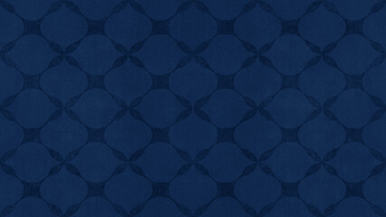 Dark blue seamless motif tiles wallpaper texture background - Vintage retro concrete stone cement...