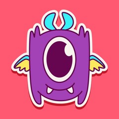cute monster cartoon doodle design for coloring, backgrounds, stickers, logos, symbol, icons and more