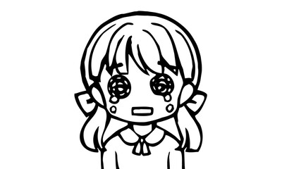 Clip art of a crying girl in cartoon style.