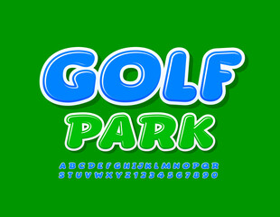 Vector colorful Sign Golf Park. Bright Modern Font. Creative Alphabet Letters and Numbers