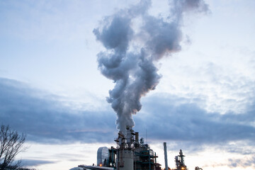 Fototapeta na wymiar smoke coming out of factory chimney industry and global warming