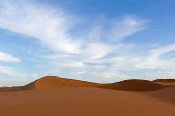 Fototapeta na wymiar beauty dunes in the sahara desert in the country of morocco in africa