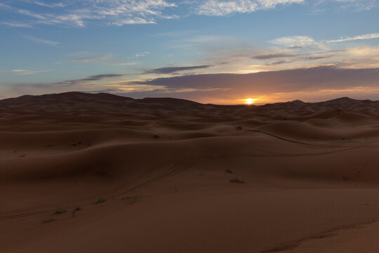 beauty dunes in the sahara desert in the country of morocco in africa © larrui