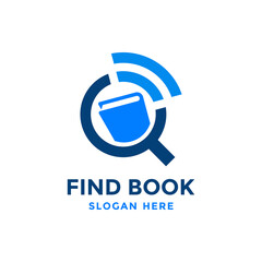 Find book logo design template. Online reading book symbol. Education media concept.