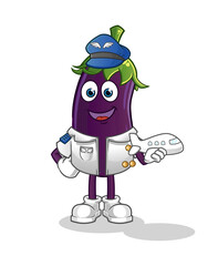 eggplant pilot mascot. cartoon vector