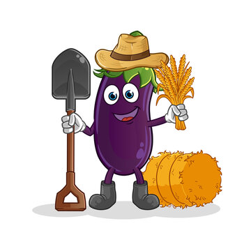 recommend clip art: eggplant farmer mascot. cartoon vector