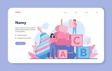 Babysitter service or nanny agency web banner or landing page
