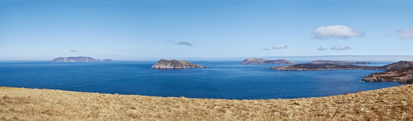 Fototapeta na wymiar View of the Semidi Islands from Chowiet Island, Gulf of Alaska, USA
