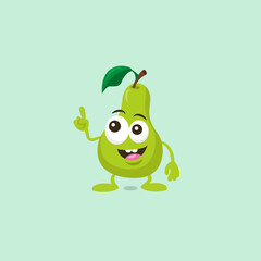 Illustration of cute pear mascot which has a great idea. Flat design style for your mascot branding.
