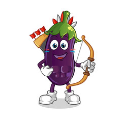 eggplant native american tribe character. cartoon mascot vector