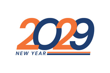 Happy New Year 2029 logo design, New Year 2029 text design isolated on white background