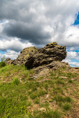 Fototapeta premium Smaller rock formation on Sokol hill in Jeseniky mountains in Czech republic