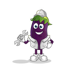 eggplant mechanic cartoon. cartoon mascot vector