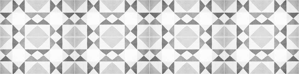 Gray white traditional motif tiles texture background banner panorama - Vintage retro cement tile with triangular square rhombus diamond pattern