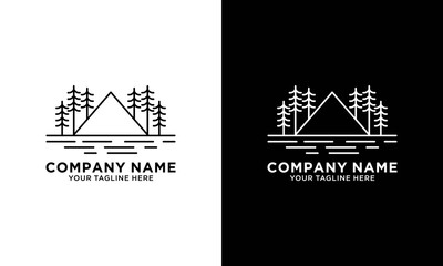 Mountain Pine Trees retro logo hipster design