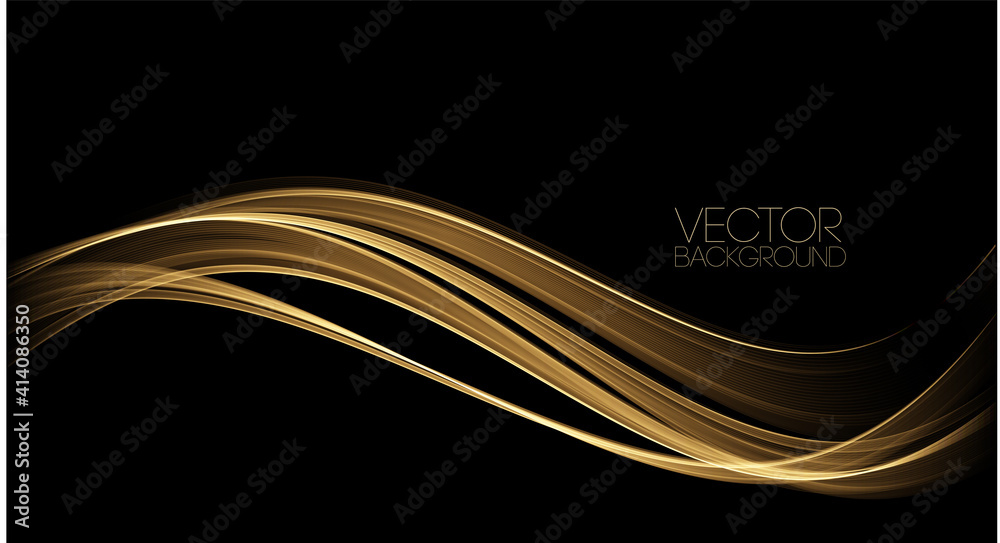 Poster abstract shiny color gold wave design element