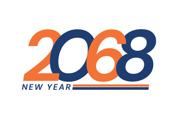 Happy New Year 2068 logo design, New Year 2068 text design isolated on white background