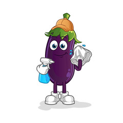eggplant cleaner vector. cartoon character
