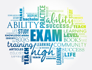 Fototapeta premium EXAM word cloud collage, education concept background