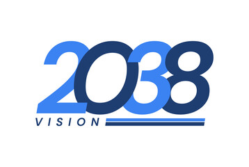 Happy New Year 2038. 2038 Vision Modern Design for Calendar, Greeting Cards, Invitations, Flyers or Prints