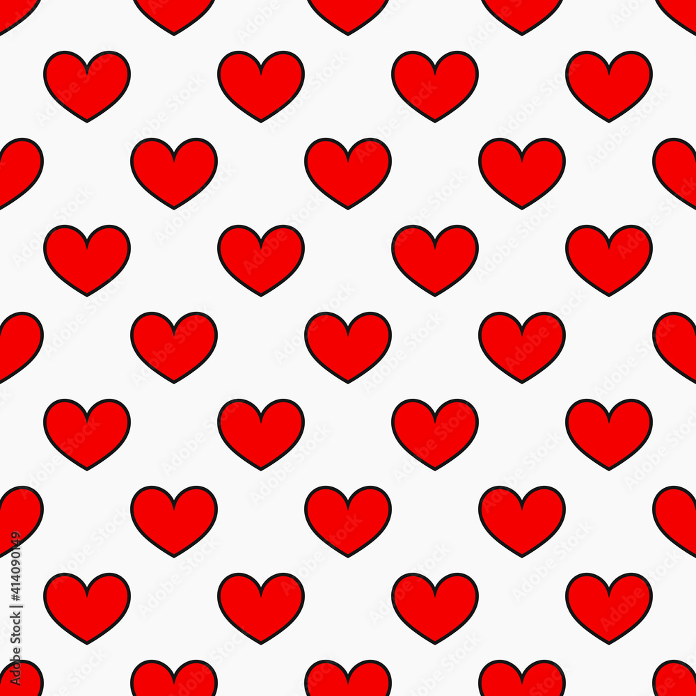 Canvas Prints red hearts seamless pattern.