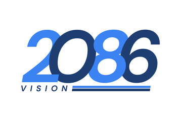 Happy New Year 2086. 2086 Vision Modern Design for Calendar, Greeting Cards, Invitations, Flyers or Prints