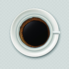 Modern realistic icon with black coffee cup top view