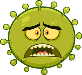 Scared Coronavirus (COVID-19) Cartoon Character. Vector Illustration Isolated On Transparent Background