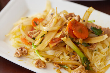 Asian food stir-fried noodles 