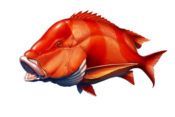 Red emperor snapper fish realistic illustration isolated.