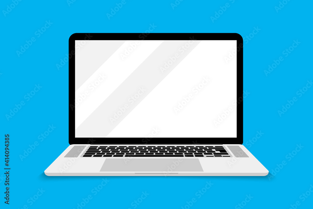 Aufkleber Laptop, notebook mock up front view with color background . Computer screen. Laptop computer with empty screen, blank copy space on computer. Technology gadget, great design for any purposes