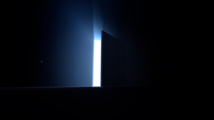 Door Opening to the brilliant Future, way to Heaven and Success. 3D illustration.