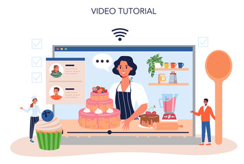 Confectioner online service or platform. Professional confectioner chef.