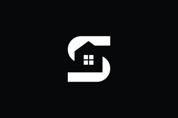 Logo design of S SS in vector for construction, home, real estate, building, property. creative elegant Monogram. Premium Business home logo icon. White color on black background
