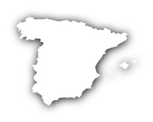 Karte von Spanien mit Schatten