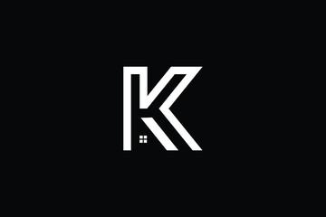 Logo design of K KK in vector for construction, home, real estate, building, property. creative elegant Monogram. Premium Business home logo icon. White color on black background