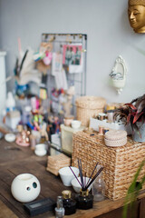 Creative workplace with vintage things