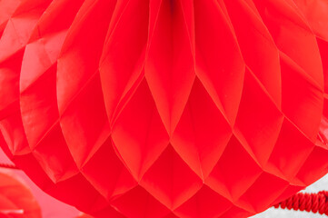 Abstract texture of red paper lanterns close up