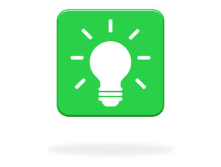 Glühbirne auf grünem Button