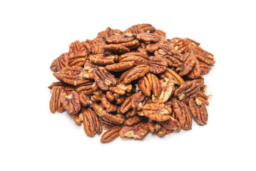 Pecan-nut isolated on white background. Top view.