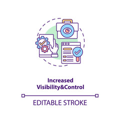 Increased visibility and control concept icon. Contract management automation benefits. Contract management idea thin line illustration. Vector isolated outline RGB color drawing. Editable stroke