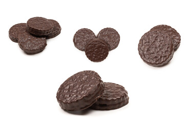 Chocolate cookies isolated on white.