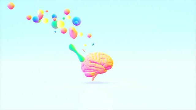 Creative abstract brain exploding with paint art